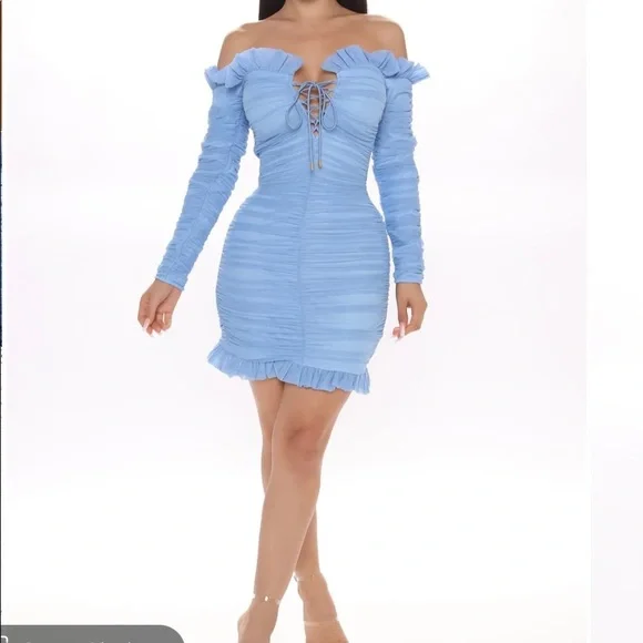 Fashion Nova | Dresses | Fashion Nova Blue Dress In Size Medium | Poshmark